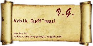 Vrbik Gyöngyi névjegykártya